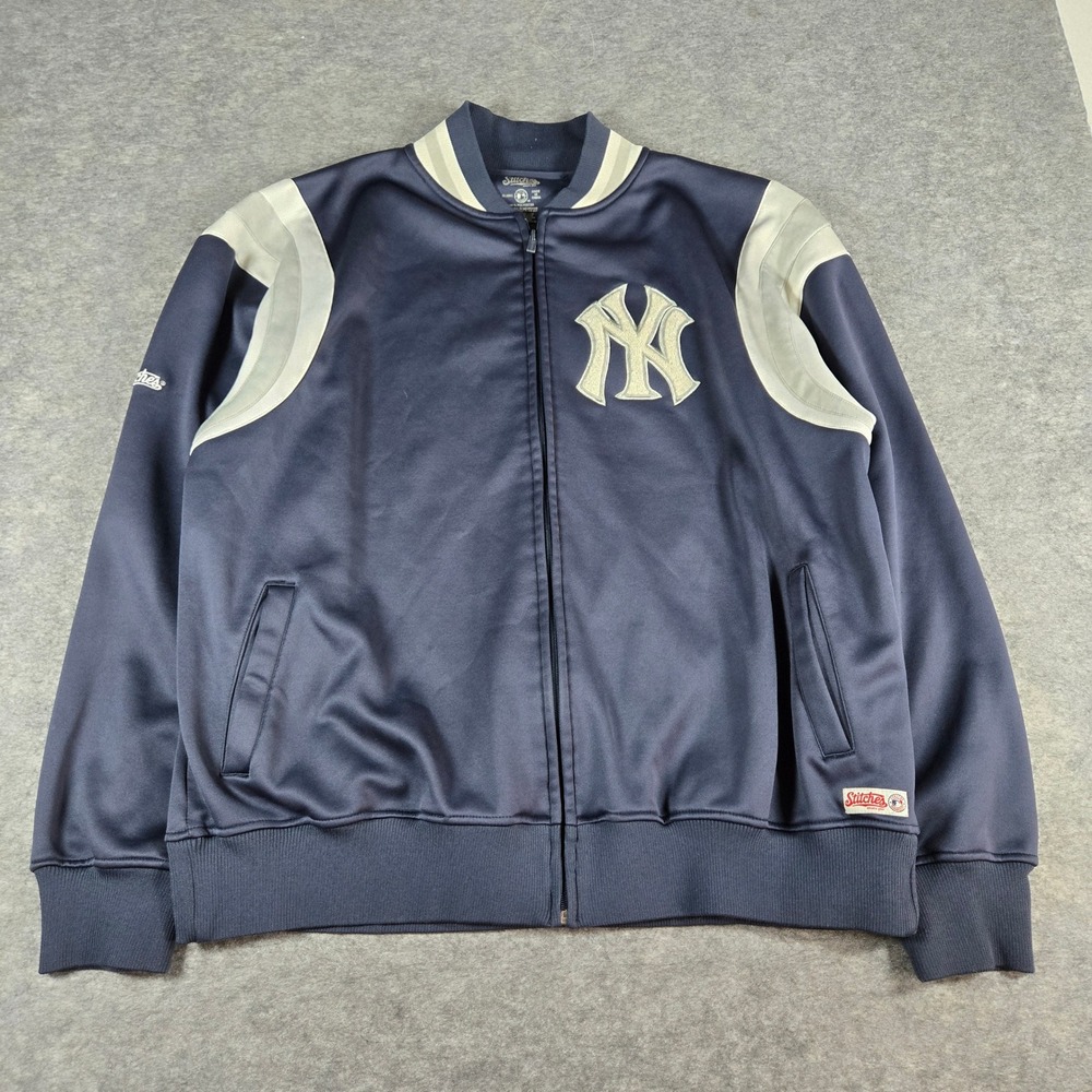 Y2K Stitches Mens Navy NY Yankees MLB Full Zip Track Jacket 2XL